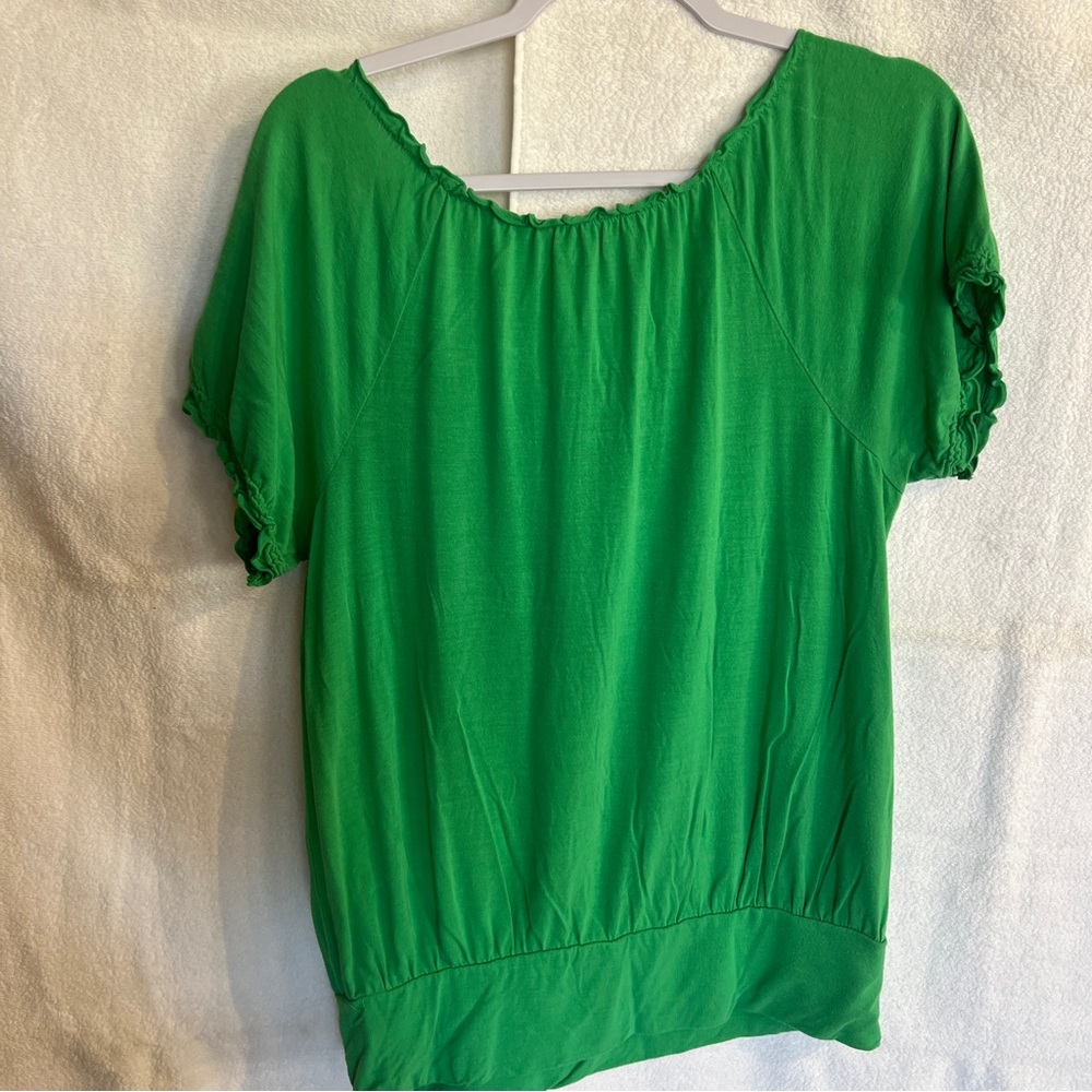 INC International Concepts Green Flutter Sleeve Blouse - Picture 5 of 5